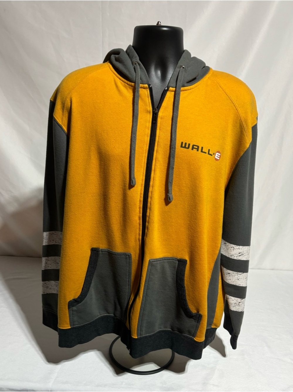 Disney Pixar WALL•E Men's Mustard and Gray Zip-Up Hoodie Jacket  Men’s Large